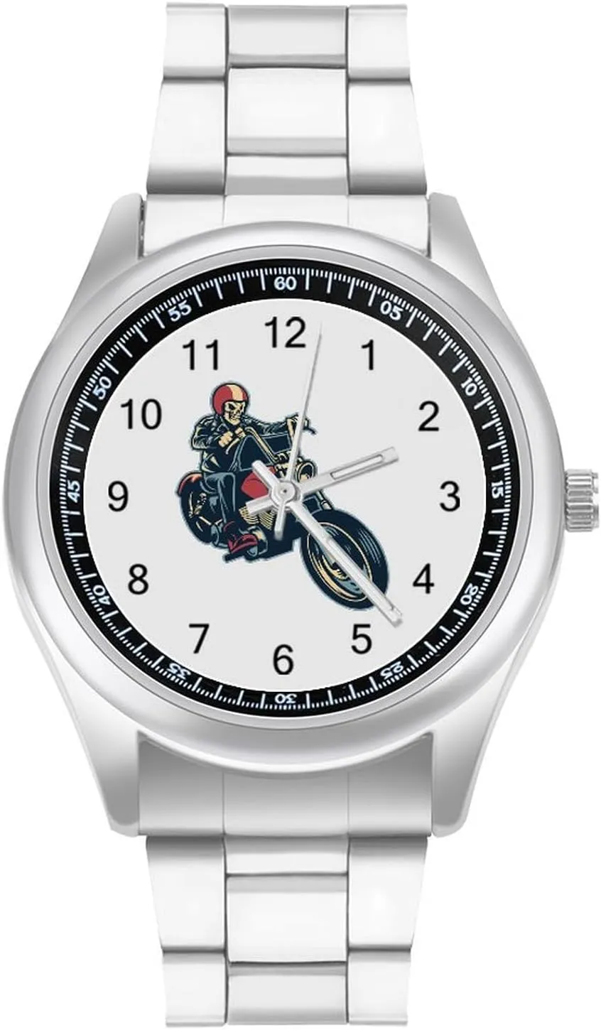Skull Ride Motorcycle Casual Wrist Watches for Men Classic Business Dress Watch Big Face for Work Gym, style