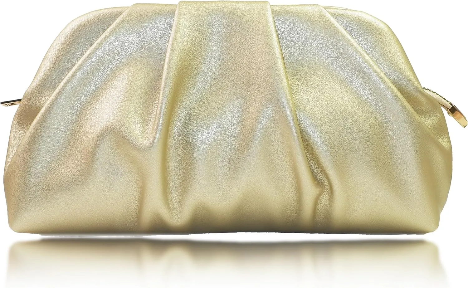 SLANGO Leather Clutch Bag, Soft PU Leather, Metal Zipper, Detachable Chain Strap,for Weddings, Proms, Cocktail-Gemma