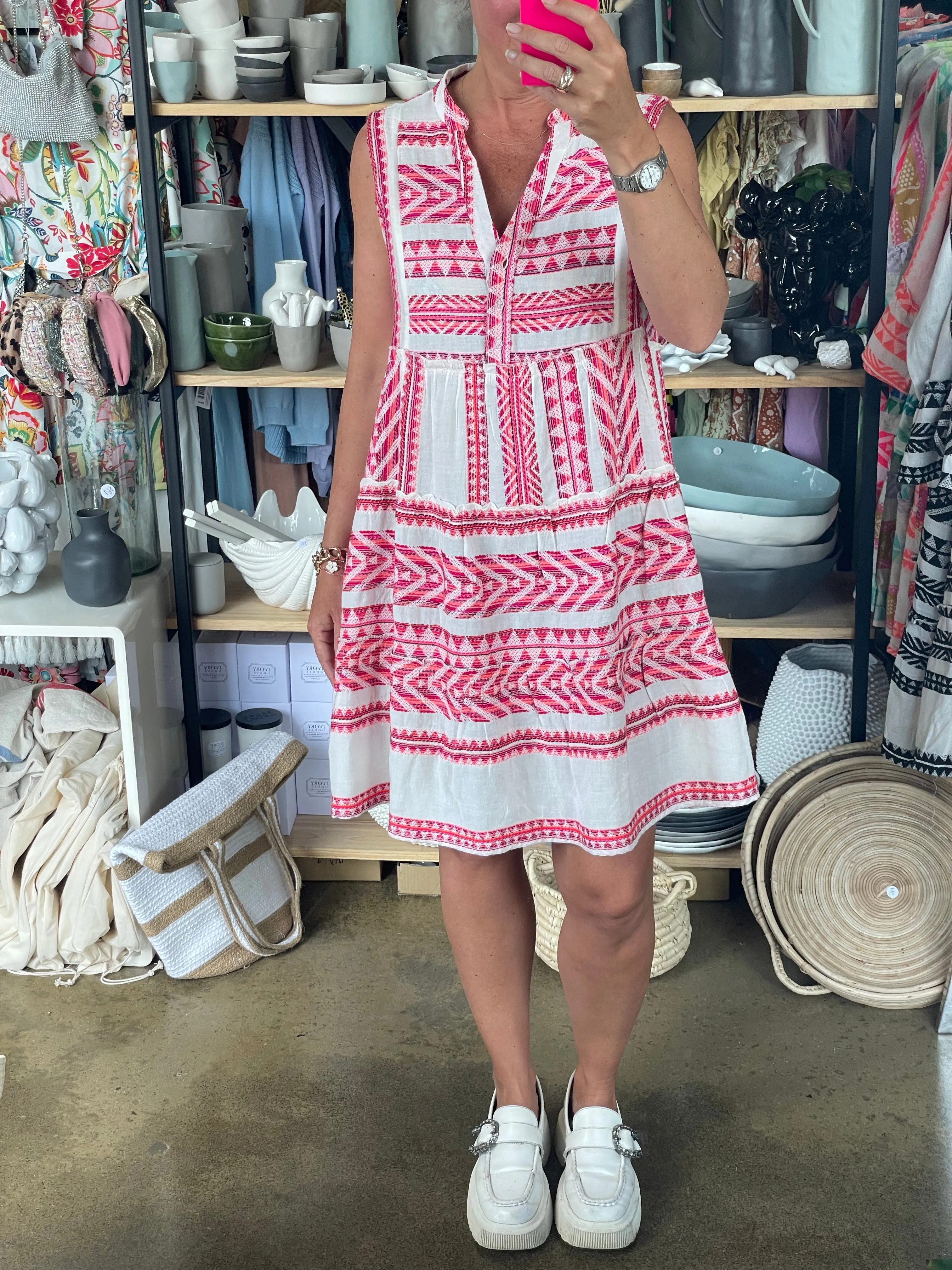Sleeveless Copenhagen Mini Dress pink white