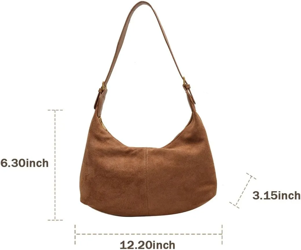 Slouchy Suede Tote Bag for Women Leather Satchel Shoulder Bag Crescent Bag Crossbody Hobo Bag Suede Purse Handbag
