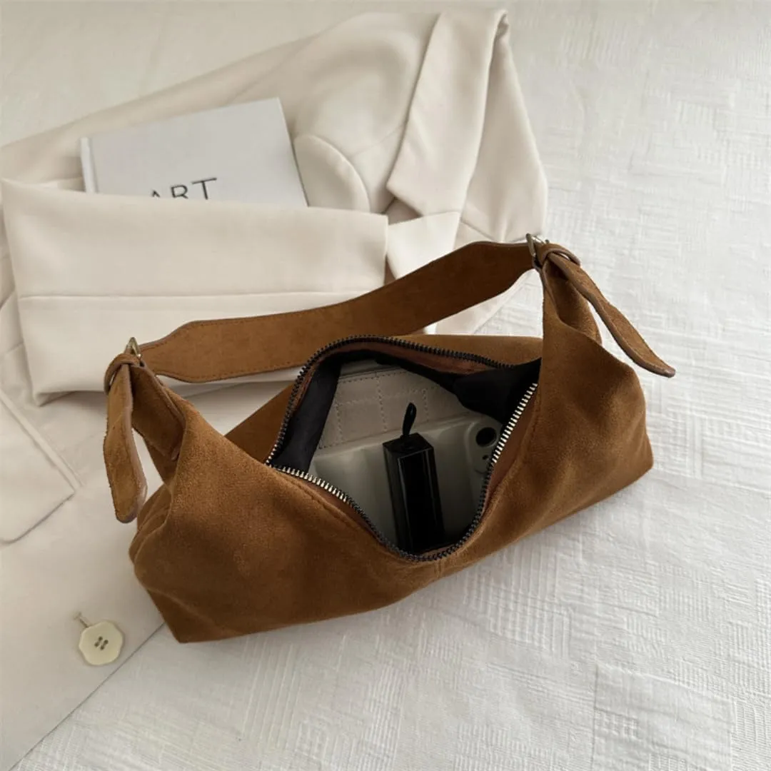 Slouchy Suede Tote Bag for Women Leather Satchel Shoulder Bag Crescent Bag Crossbody Hobo Bag Suede Purse Handbag