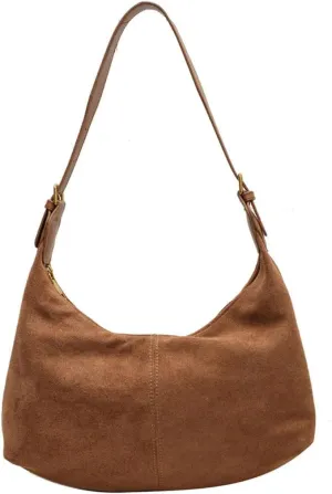 Slouchy Suede Tote Bag for Women Leather Satchel Shoulder Bag Crescent Bag Crossbody Hobo Bag Suede Purse Handbag