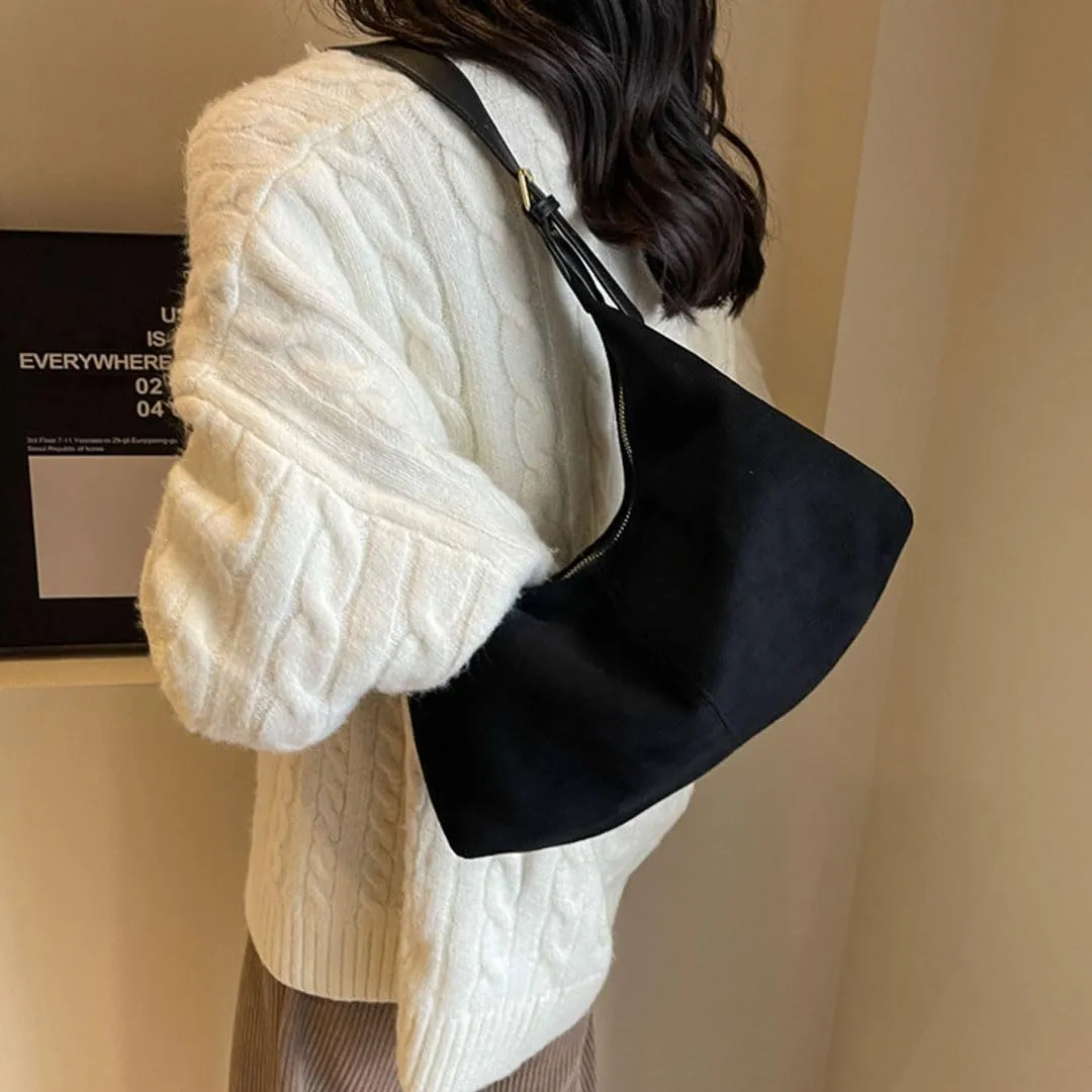 Slouchy Suede Tote Bag for Women Leather Satchel Shoulder Bag Crescent Bag Crossbody Hobo Bag Suede Purse Handbag