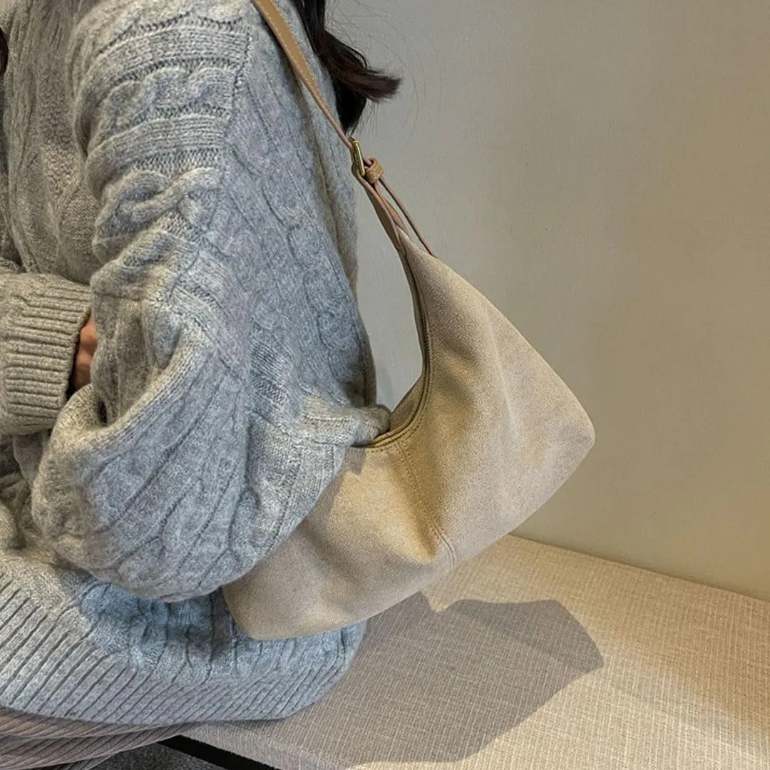 Slouchy Suede Tote Bag for Women Leather Satchel Shoulder Bag Crescent Bag Crossbody Hobo Bag Suede Purse Handbag