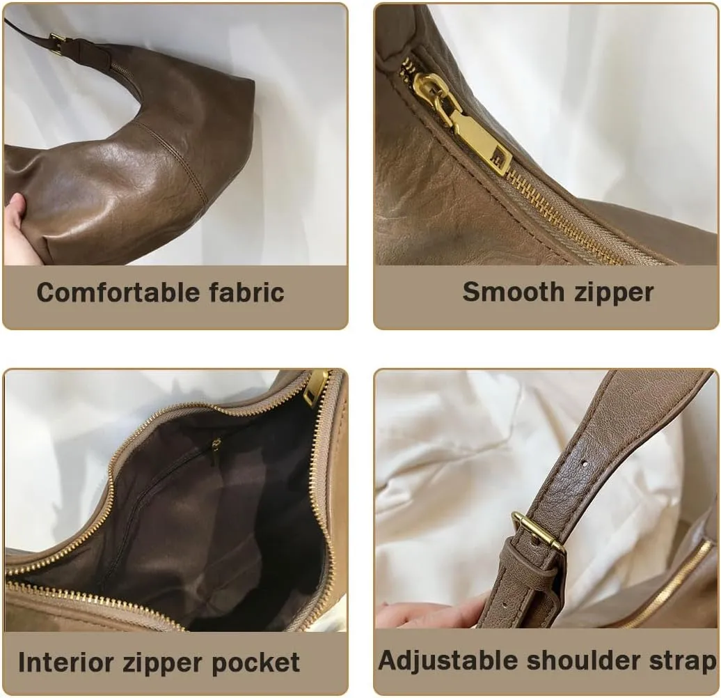 Slouchy Suede Tote Bag for Women Leather Satchel Shoulder Bag Crescent Bag Crossbody Hobo Bag Suede Purse Handbag