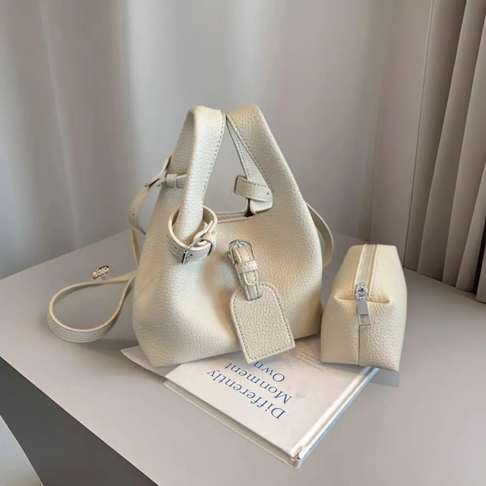 Small Bucket Bags Women 2025 Trendy Spring Hobo Handbags Shoulder Crossbody Purse Satchel Double Top Handle 2 PCS
