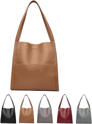 Solid Color Simple Genuine Leather Shoulder Bag,Popularate Bag, Tote Shoulder Bag for Women Satchel Handbag Crossbody