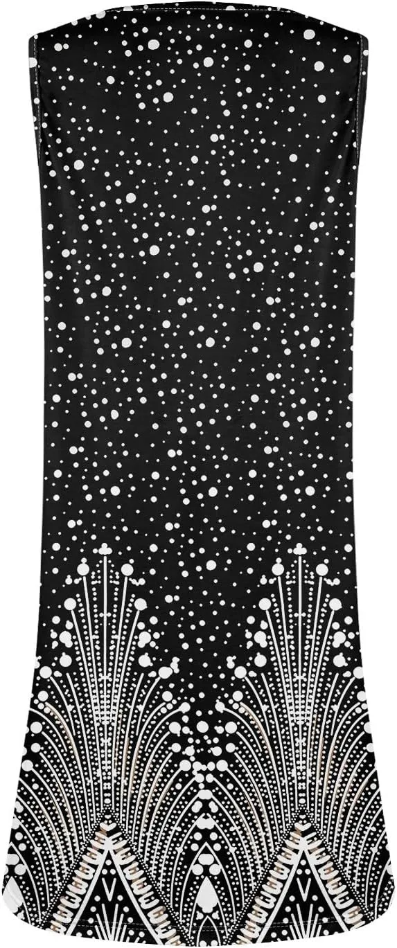 Spring Dresses for Women V Neck Button Floral Printed Boho Sleeveless A Line Mini Sundresses with Pockets