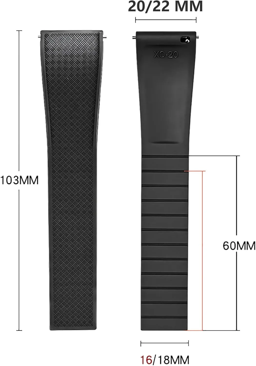 Stanchev 20mm 22mm Watch Band,20mm Quick Release Band for 20mm Lug Watch,Cut-To-Size Folding Buckle FKM Rubber 20mm 22mm Watch Strap for Men Women
