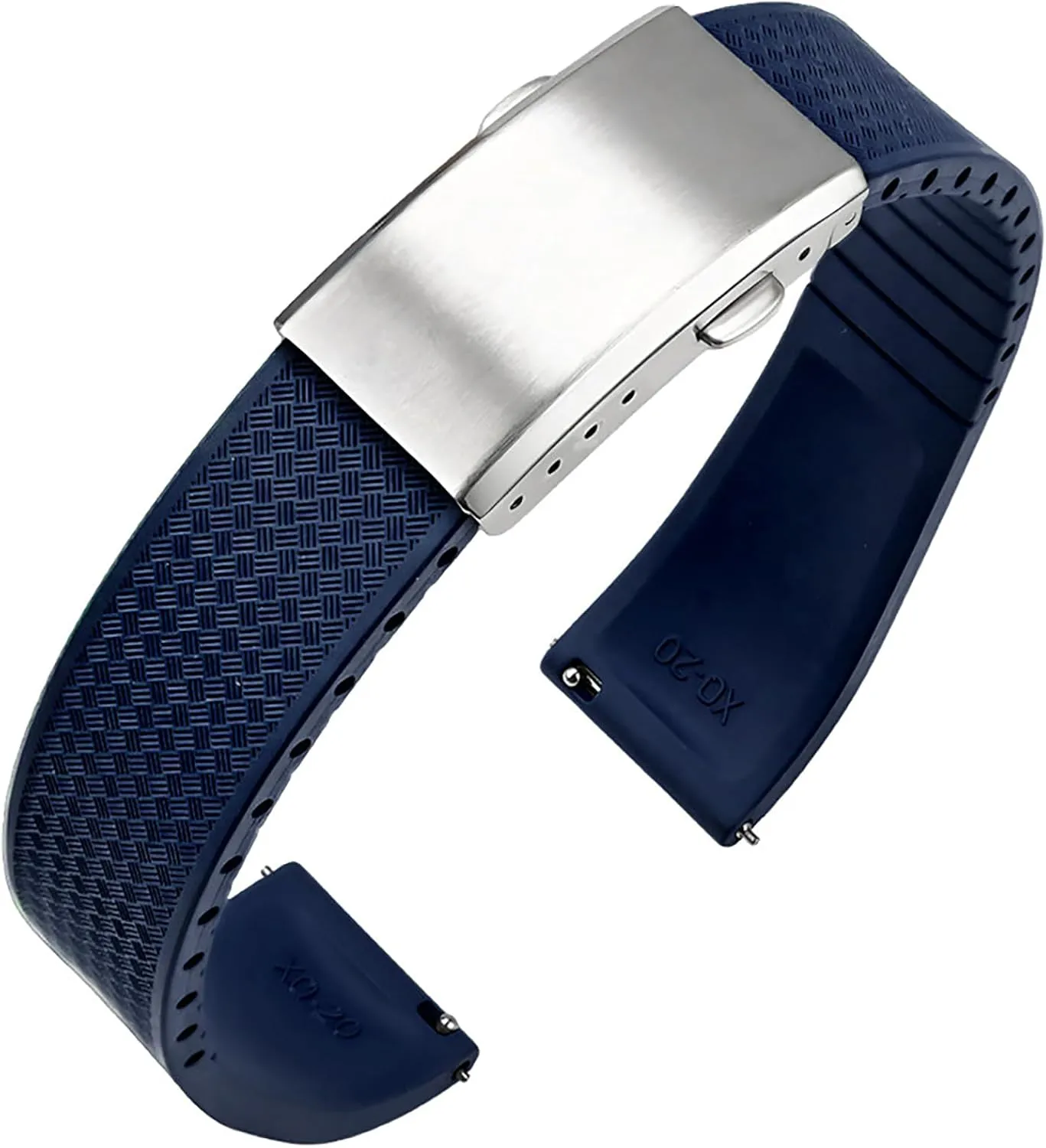 Stanchev 20mm 22mm Watch Band,20mm Quick Release Band for 20mm Lug Watch,Cut-To-Size Folding Buckle FKM Rubber 20mm 22mm Watch Strap for Men Women
