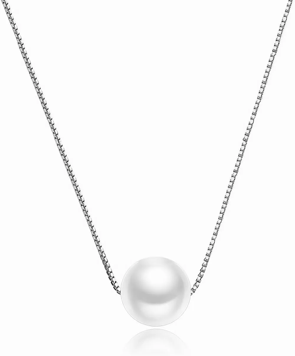 Sterling Silver Pearl Pendant Necklace- Pearl necklaces for women-Pearl pendant necklace-Adjustable Length - Dainty Pearl Pendant Necklaces - Stylish and Versatile - Ideal for Women - Independent Packaging