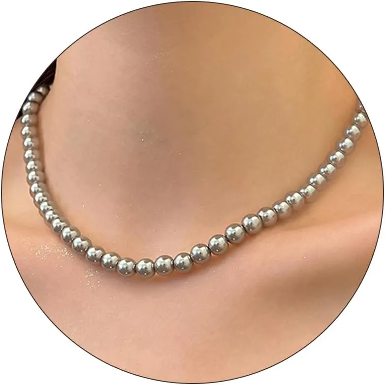 Stocking Stuffers Holiday Outfits for Women 2024 Pearl Necklace Chunky Pearl Necklaces for Women Dainty Layered Pearl Strand Choker Necklace Wedding Pearl Necklace Delicate Jewelry for Women Bridesmaid Jewelry Gifts