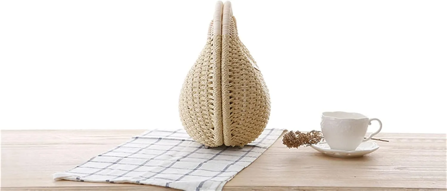 Straw Bags for Women,Hand-woven Straw Shell Bag Handle Ring Tote Retro Summer Beach Rattan bag