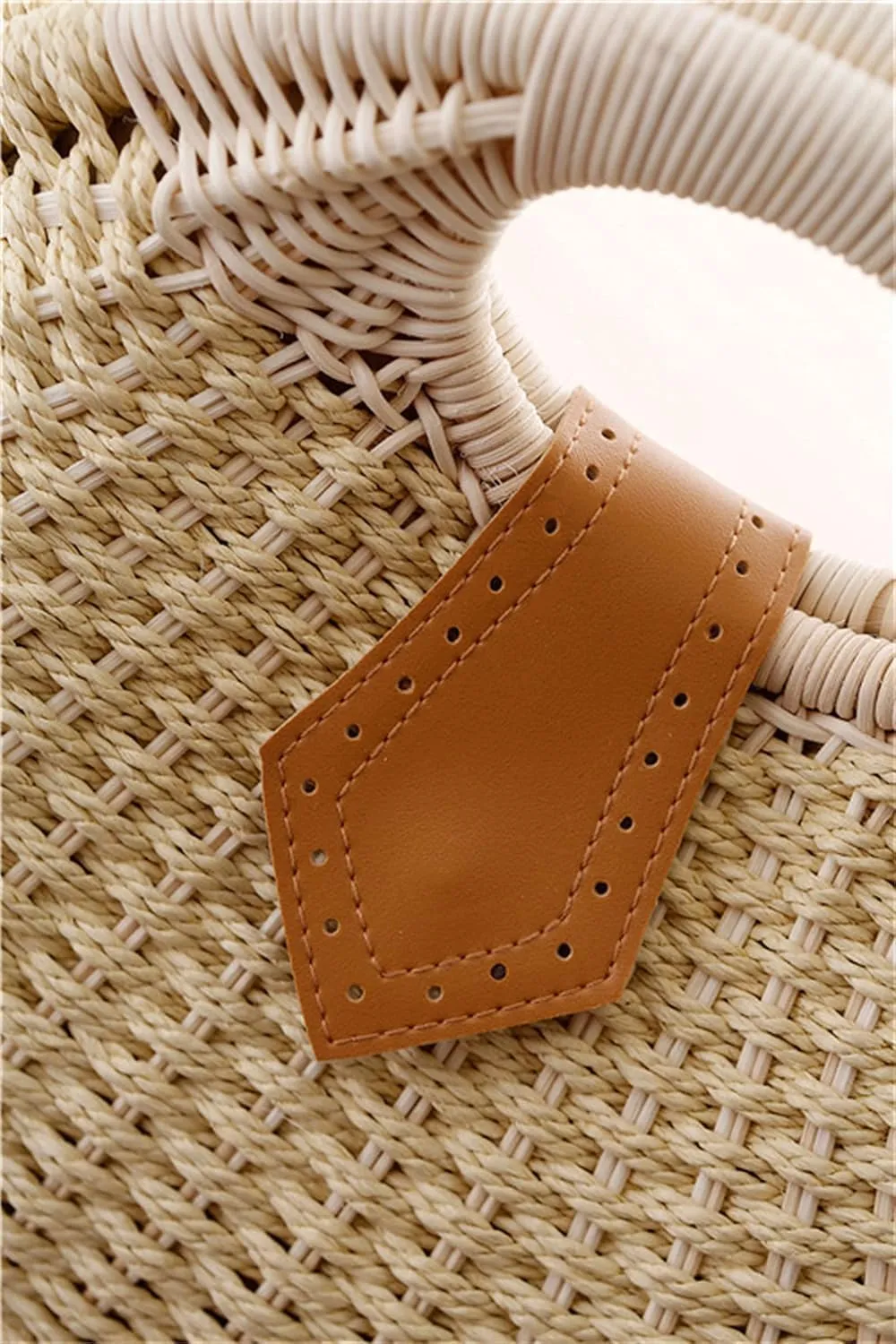 Straw Bags for Women,Hand-woven Straw Shell Bag Handle Ring Tote Retro Summer Beach Rattan bag