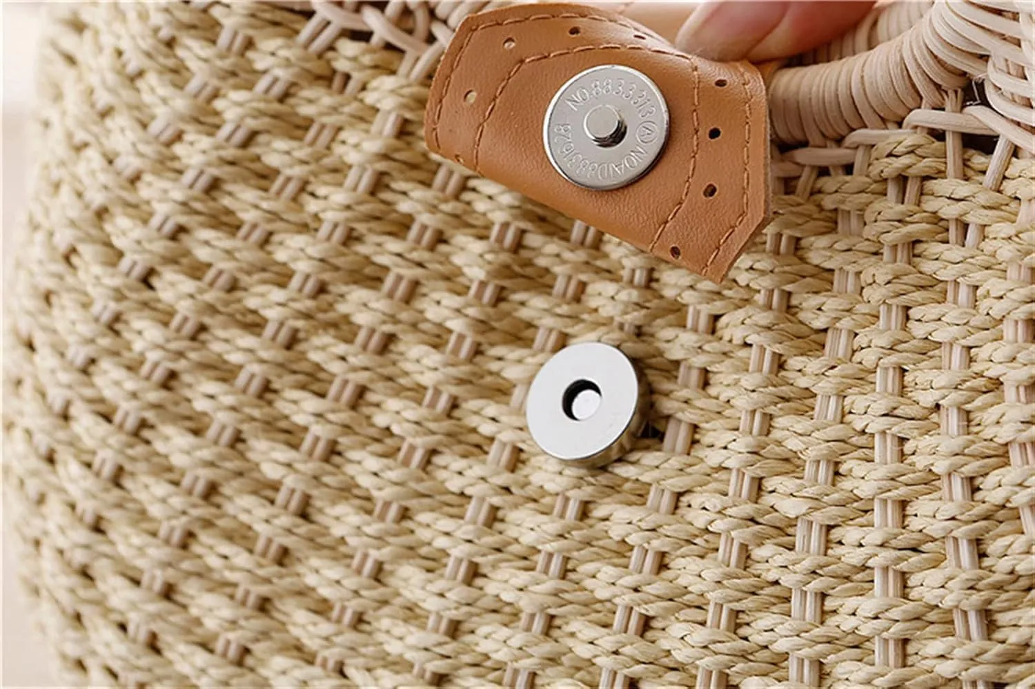 Straw Bags for Women,Hand-woven Straw Shell Bag Handle Ring Tote Retro Summer Beach Rattan bag