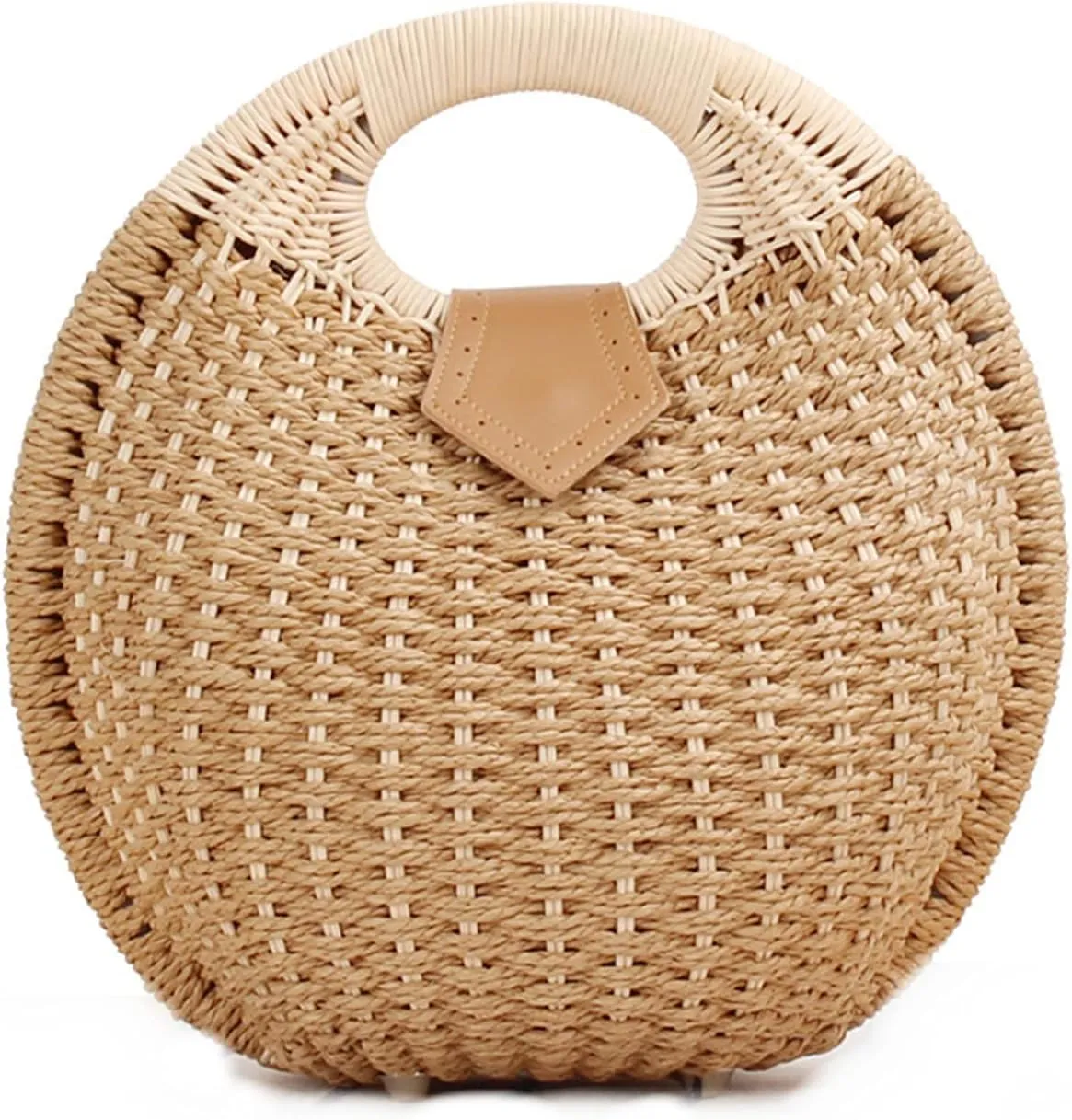 Straw Bags for Women,Hand-woven Straw Shell Bag Handle Ring Tote Retro Summer Beach Rattan bag