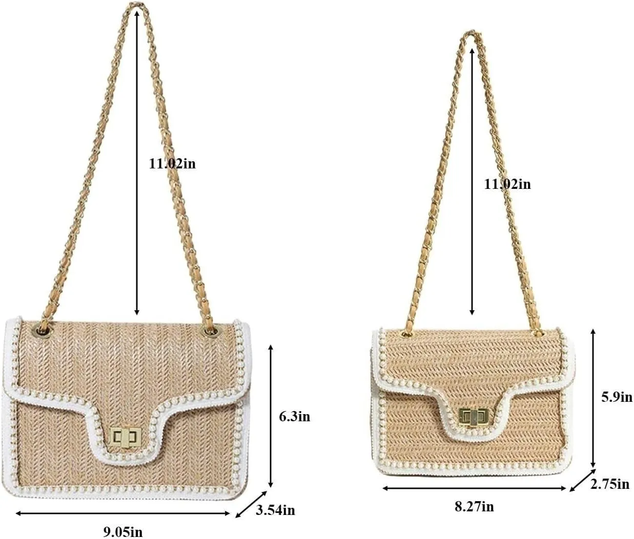 Straw Purses for Women Small Crossbody Bags with Adjustable Strap Summer Purse Beach Bag Rattan Bag Wicker Purses(Beige,Large)
