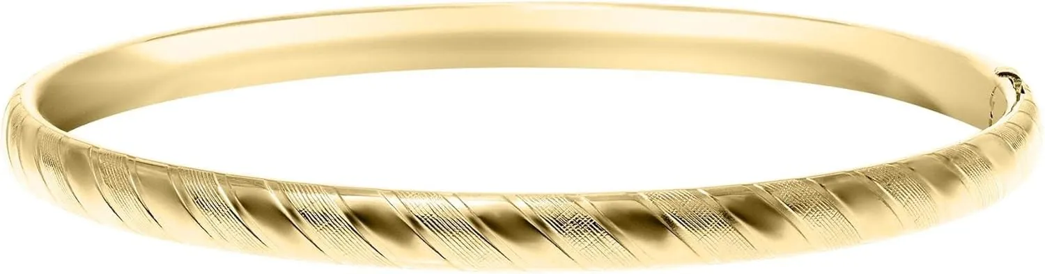 Stripe Pattern Gold Filled Bangle Bracelet | 5mm