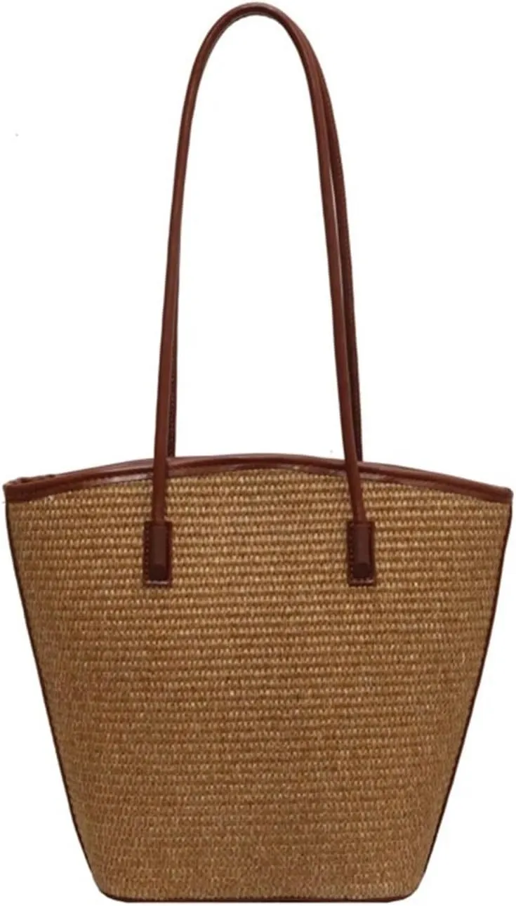 Summer Beach Bags For Women Handmade Rattan Woven Shoulder Bags Large Capacity Straw Bag Handbag 30cm*10cm*26cm