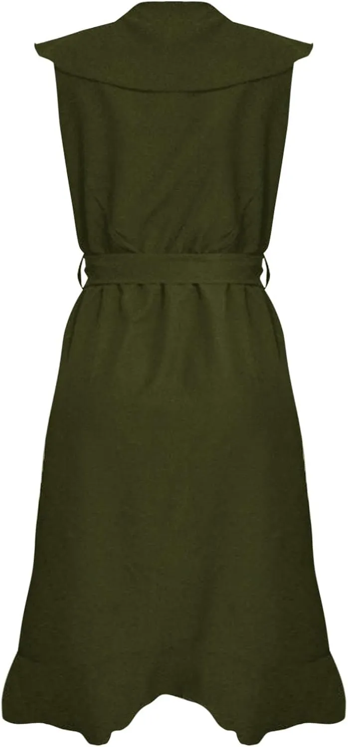 Summer Dresses for Women 2024 Wrap V Neck Short Sleeve Belted Ruffle Hem A-Line Flowy Maxi Dresses Vacation Outfits
