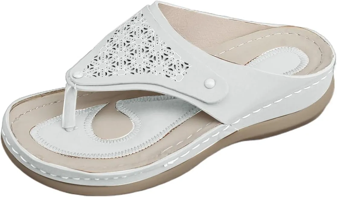 Summer Sandals for Women 2025 Arch Support Comfortable Summer Slip On Peep Toe Orthopedic Slingback Wedges Slippers Supportive Wide Width Non-Slip Lightweight Walking Going Out Flip Flops