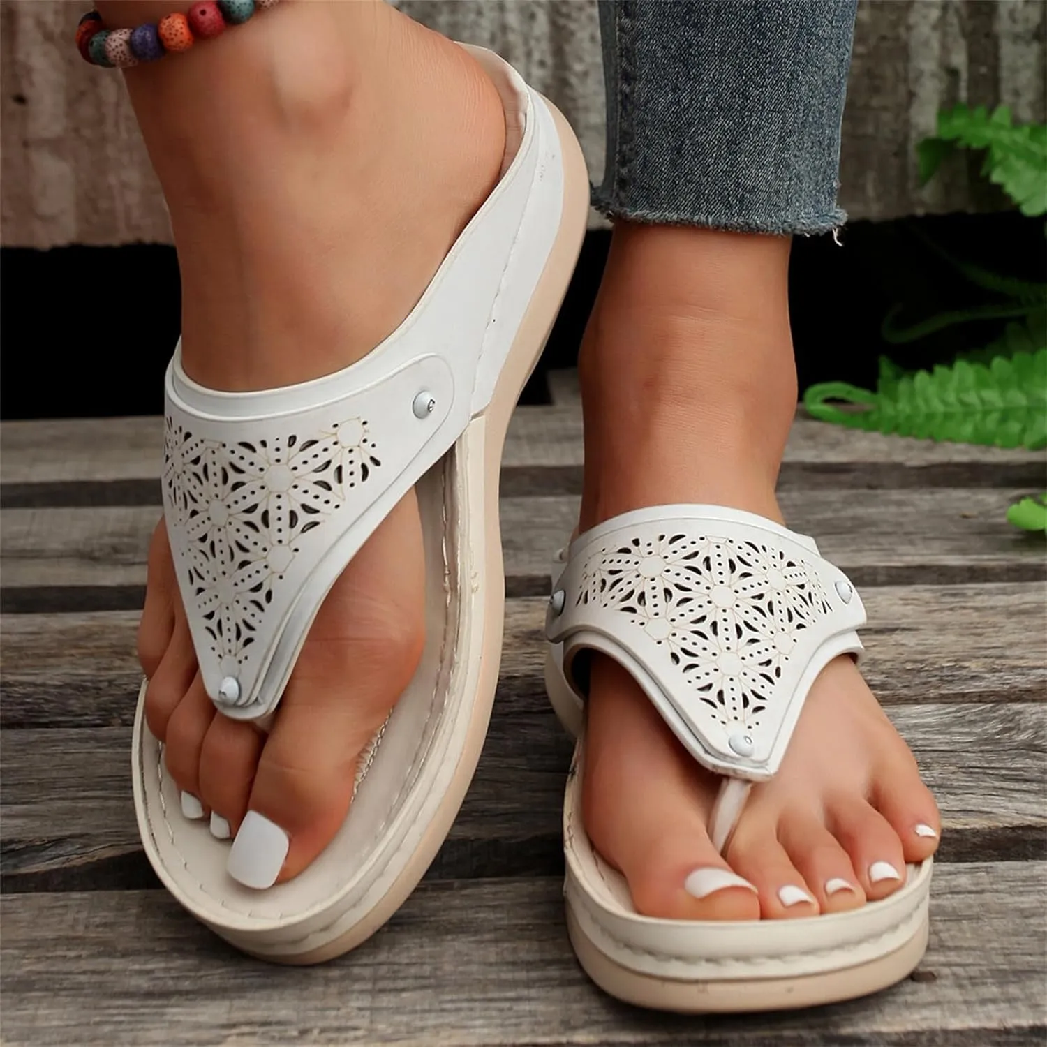 Summer Sandals for Women 2025 Arch Support Comfortable Summer Slip On Peep Toe Orthopedic Slingback Wedges Slippers Supportive Wide Width Non-Slip Lightweight Walking Going Out Flip Flops