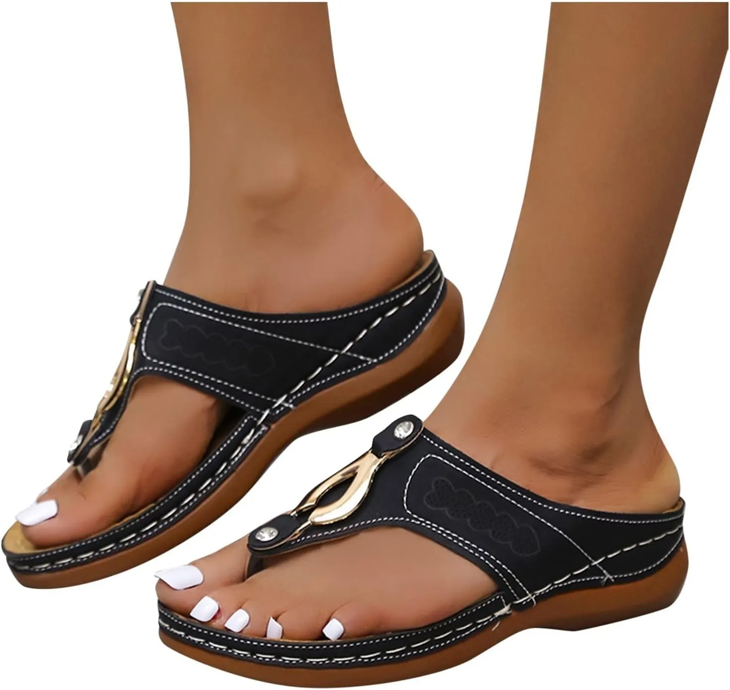Summer Sandals for Women 2025 Trendy Orthopedic Sandals Wedge Flip Flops Sandal Lightweight Arch Support Shoes Thick Sole Walking Slippers Comfort Wear Shoes Dressy Orthotic Sandal Beach Footwear