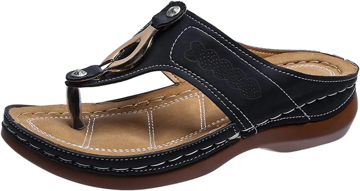 Summer Sandals for Women 2025 Trendy Orthopedic Sandals Wedge Flip Flops Sandal Lightweight Arch Support Shoes Thick Sole Walking Slippers Comfort Wear Shoes Dressy Orthotic Sandal Beach Footwear