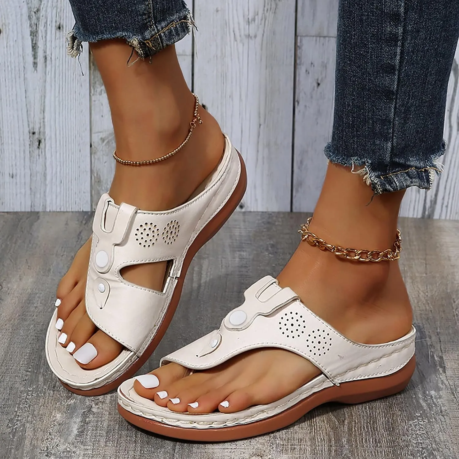 Summer Sandals for Women 2025,Orthotic Cushion Flip Flops Comfy Comfortable Flat Orthopedic Recovery Dressy Casual Womens Outdoor Slides Non Slip-on Beach Plantar Fasciitis Walking Shoes