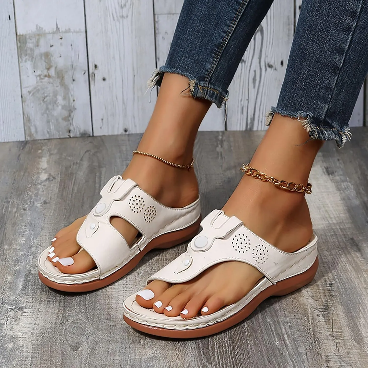 Summer Sandals for Women 2025,Orthotic Cushion Flip Flops Comfy Comfortable Flat Orthopedic Recovery Dressy Casual Womens Outdoor Slides Non Slip-on Beach Plantar Fasciitis Walking Shoes