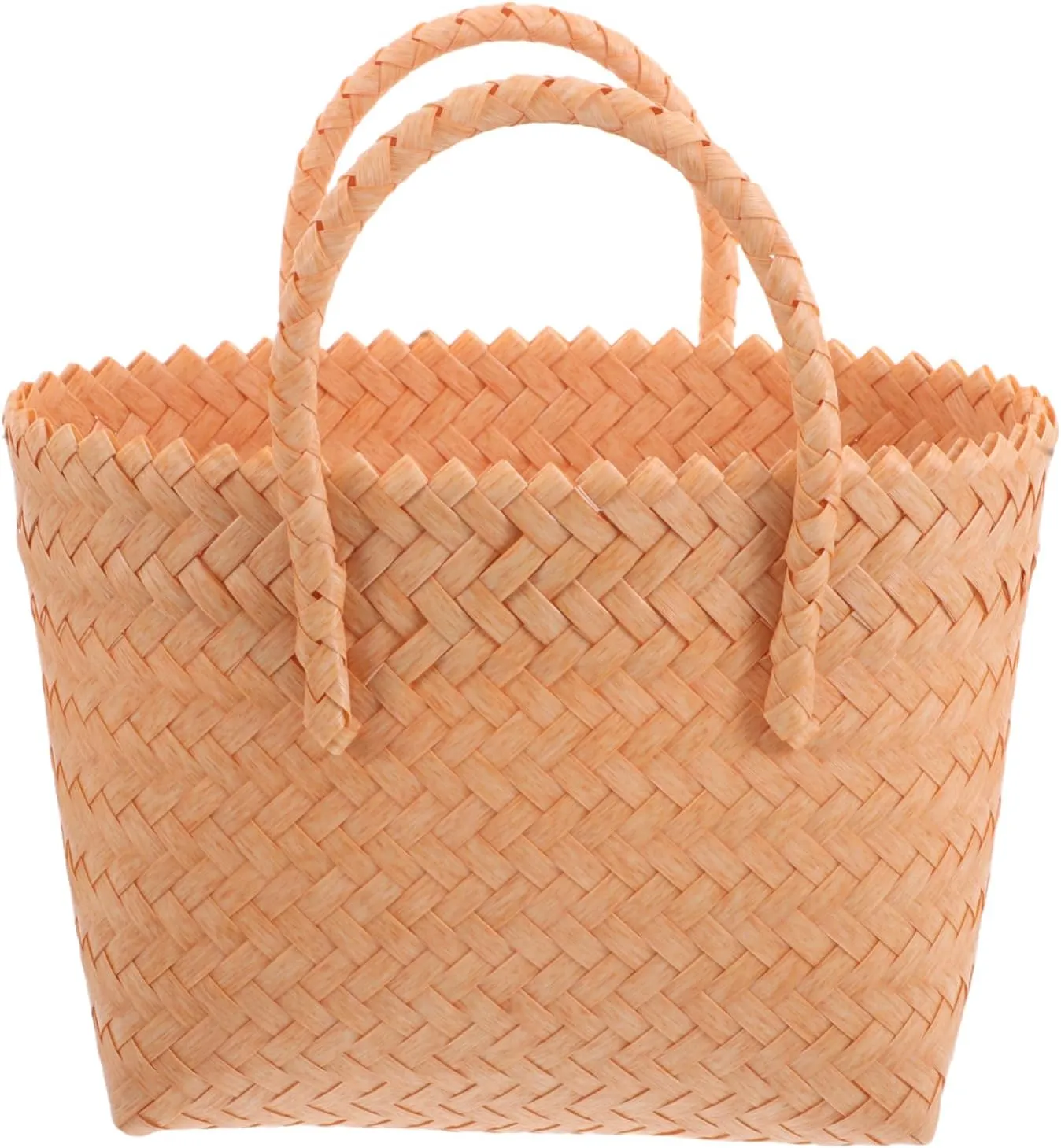 Summer Travel Handbag Spacious Beach Bag Tote Handle Plastic Woven for Occasions