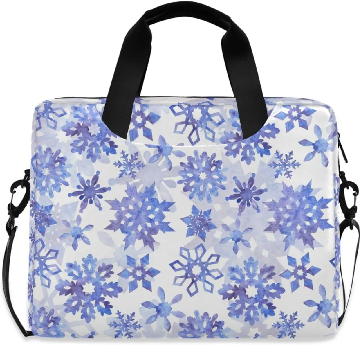 susiyo Christmas Winter Purple Snowflakes Laptop Bag 15.6 Inch Laptop Bag with Shoulder Strap Briefcase for Work College Back to School