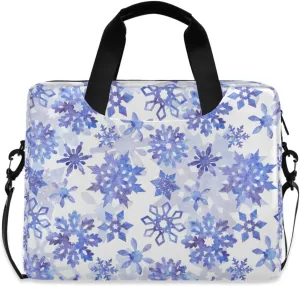 susiyo Christmas Winter Purple Snowflakes Laptop Bag 15.6 Inch Laptop Bag with Shoulder Strap Briefcase for Work College Back to School