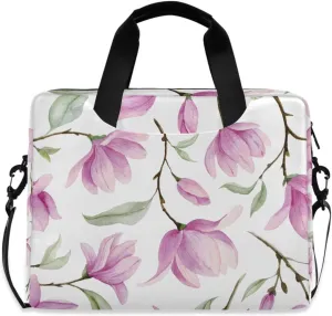 susiyo Pink Magnolia Flowers Laptop Bag 15.6 Inch Laptop Bag with Shoulder Strap Briefcase for Work College Back to School