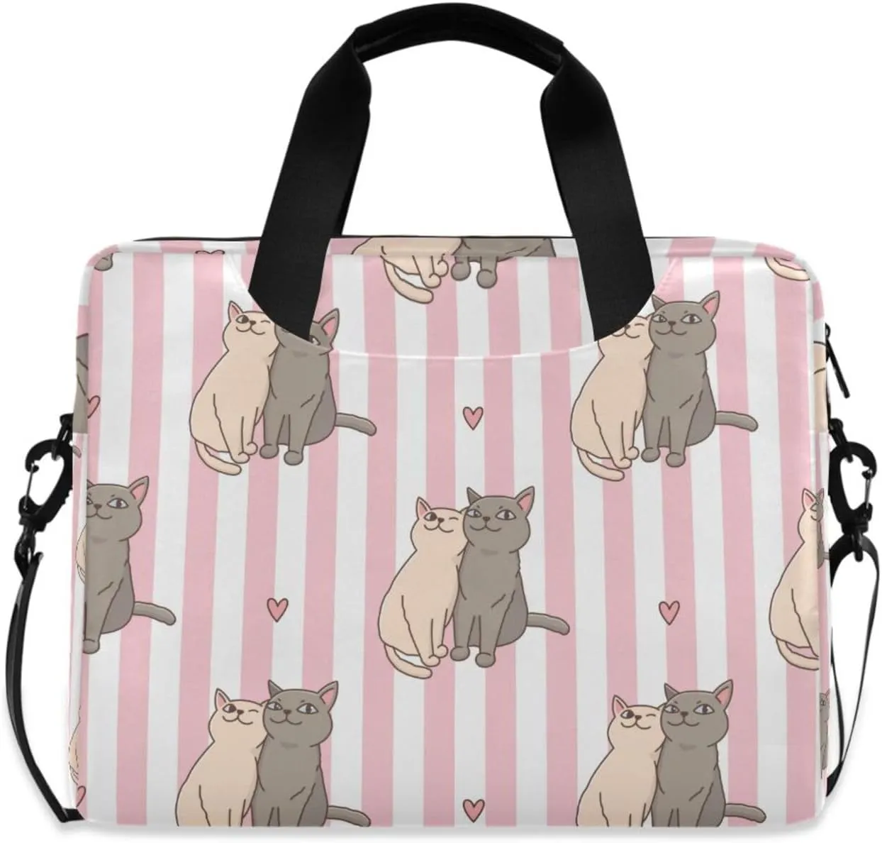 susiyo Valentine Funny Kitties Couple in Love Laptop Bag 15.6 Inch Laptop Bag with Shoulder Strap Briefcase for Work College Back to School