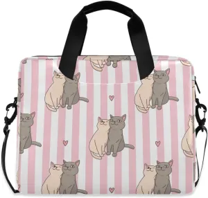 susiyo Valentine Funny Kitties Couple in Love Laptop Bag 15.6 Inch Laptop Bag with Shoulder Strap Briefcase for Work College Back to School