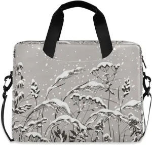 susiyo Winter Snow Covered Meadow Plants Laptop Bag 15.6 Inch Laptop Bag with Shoulder Strap Briefcase for Work College Back to School