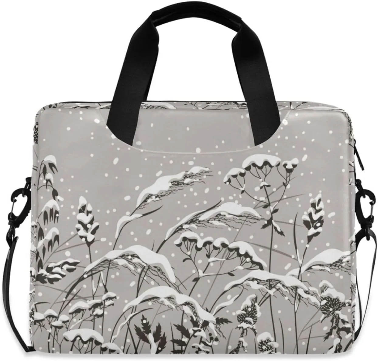 susiyo Winter Snow Covered Meadow Plants Laptop Bag 15.6 Inch Laptop Bag with Shoulder Strap Briefcase for Work College Back to School