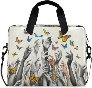 susiyo Womens Hands with Butterfly Laptop Bag 15.6 Inch Laptop Bag with Shoulder Strap Briefcase for Work College Back to School