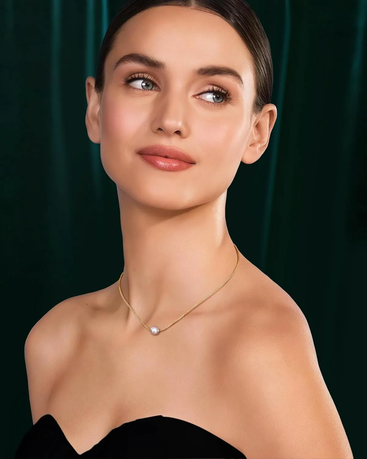 TEN MIRO Pearl Necklaces for Women, Dainty White Pearl Necklace 6MM Round Small Imitation Pearls Necklace Choker Bridesmaid Necklaces for Wedding Prom Jewelry Gifts
