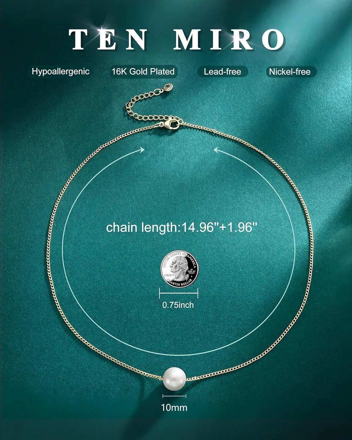 TEN MIRO Pearl Necklaces for Women, Dainty White Pearl Necklace 6MM Round Small Imitation Pearls Necklace Choker Bridesmaid Necklaces for Wedding Prom Jewelry Gifts