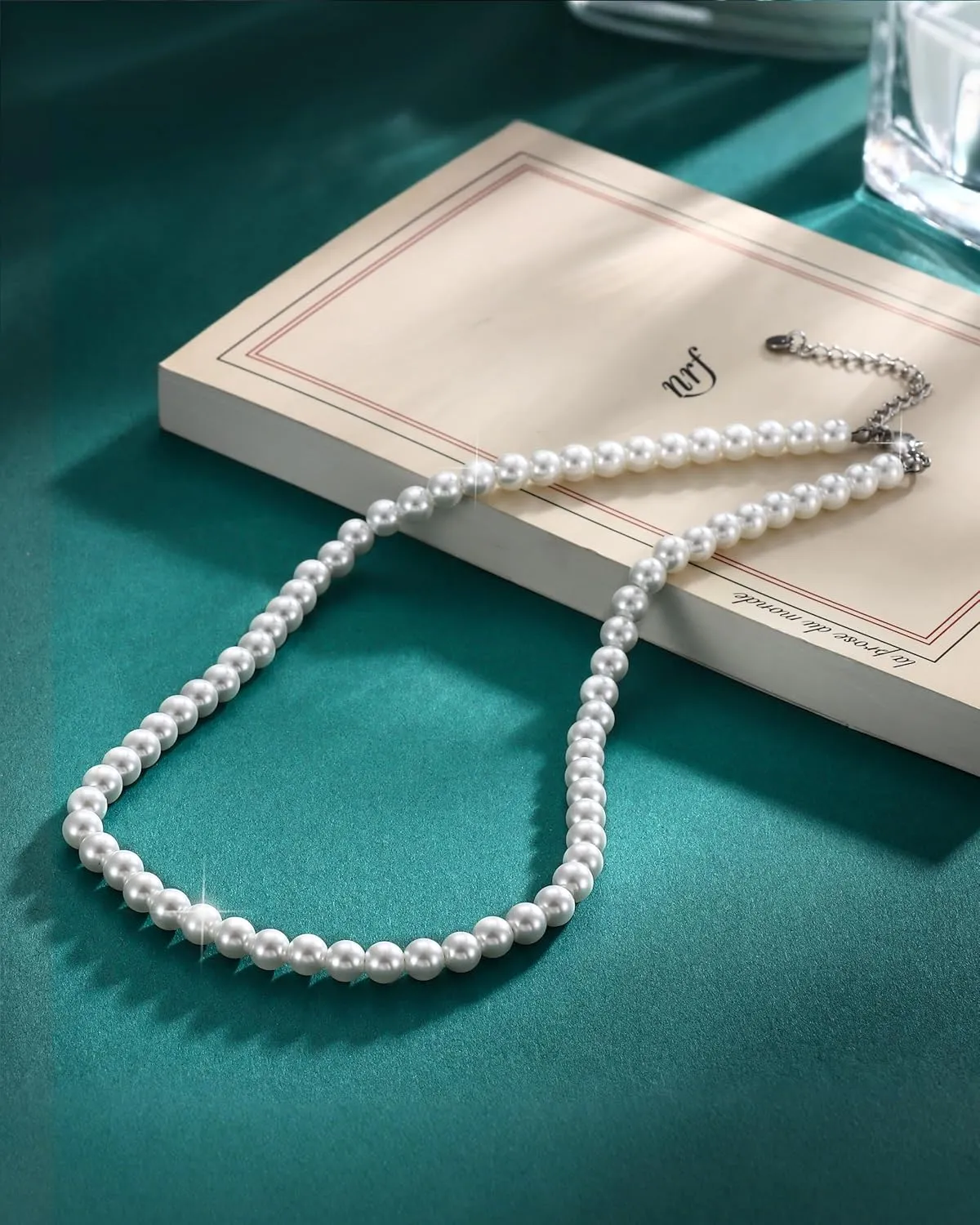 TEN MIRO Pearl Necklaces for Women, Dainty White Pearl Necklace 6MM Round Small Imitation Pearls Necklace Choker Bridesmaid Necklaces for Wedding Prom Jewelry Gifts