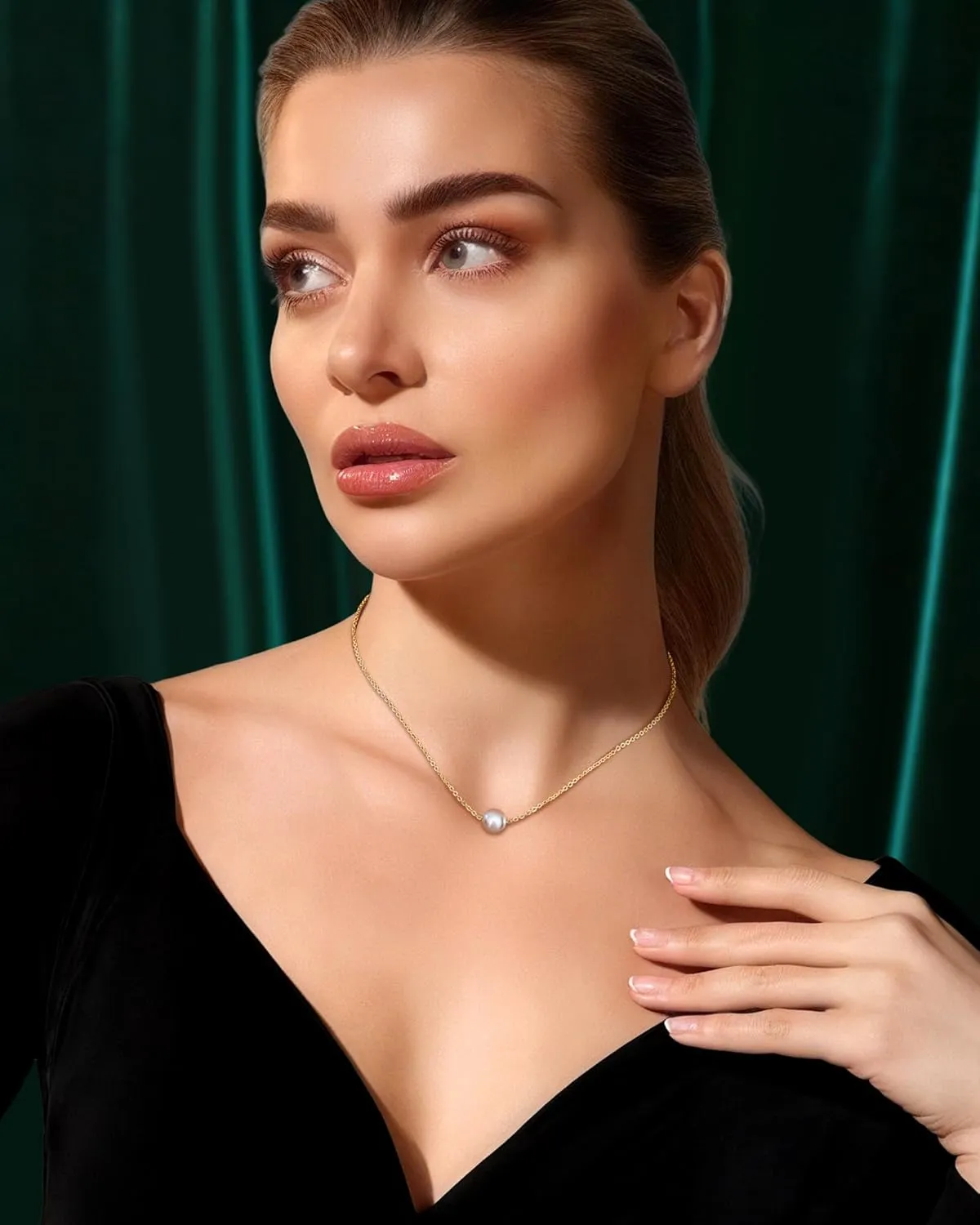 TEN MIRO Pearl Necklaces for Women, Dainty White Pearl Necklace 6MM Round Small Imitation Pearls Necklace Choker Bridesmaid Necklaces for Wedding Prom Jewelry Gifts