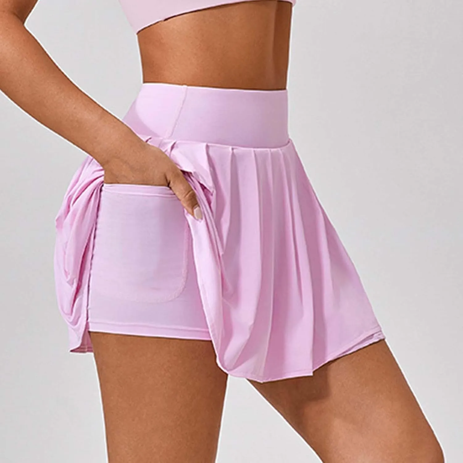 Tennis Skorts for Women Slim Stretchy High Waisted Casual Athletic Shirts with Compression Liner Summer Trendy Skirts
