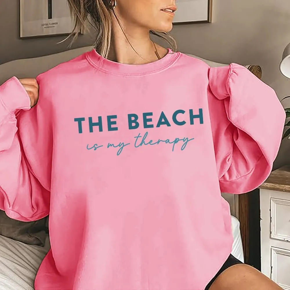 The Beach Is My Therapy Sweatshirt, Beach Sweatshirt Women, The Beach Is My Therapy Shirt Oversized Crewneck