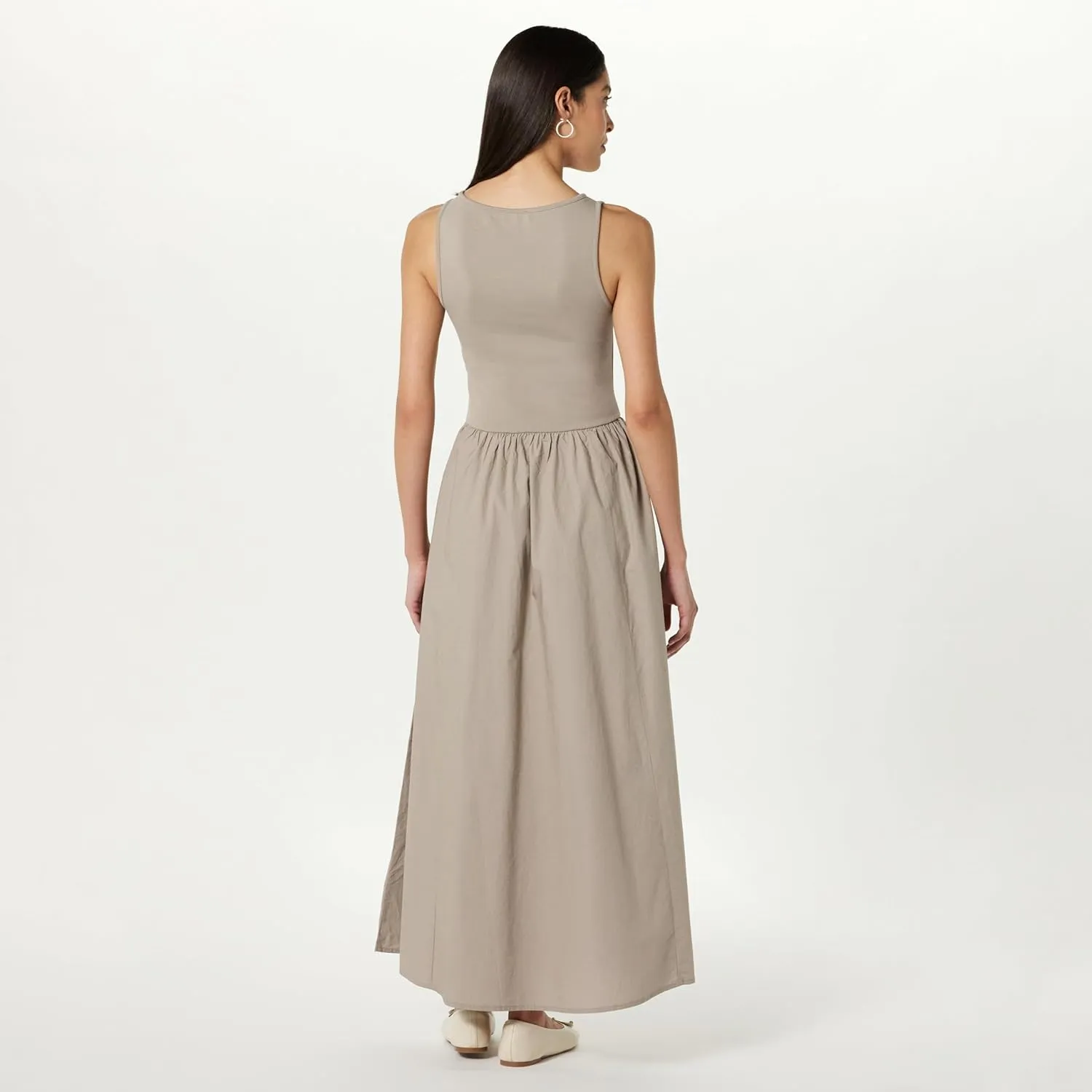 The Drop Women's Dia Mixed Fabric Midi Tank Dress