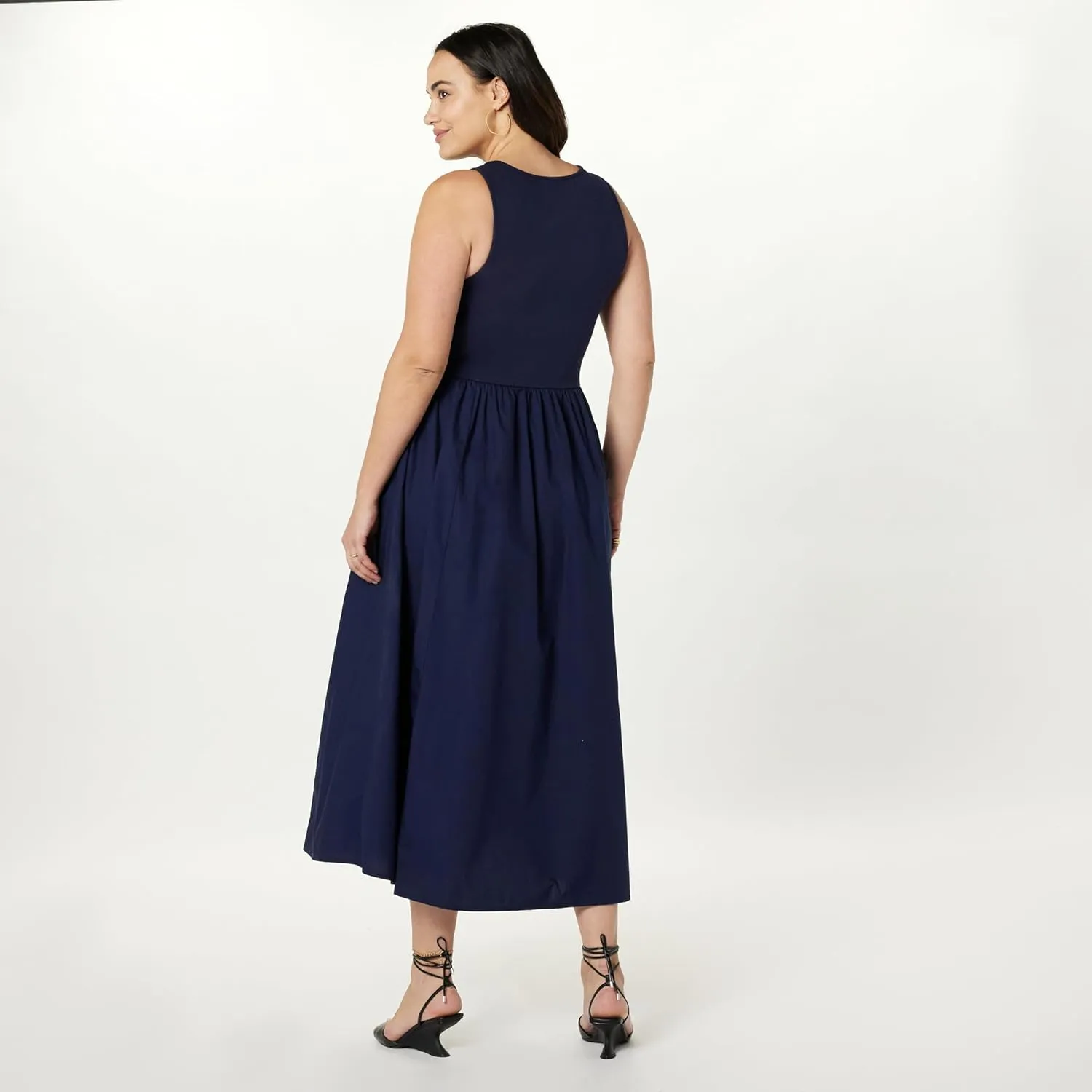 The Drop Women's Dia Mixed Fabric Midi Tank Dress