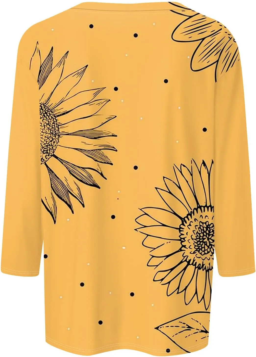 Three Quarter Sleeve Tops Woman Crewneck Cute Shirts Casual Trendy Print Blouses Length T Shirt 2024