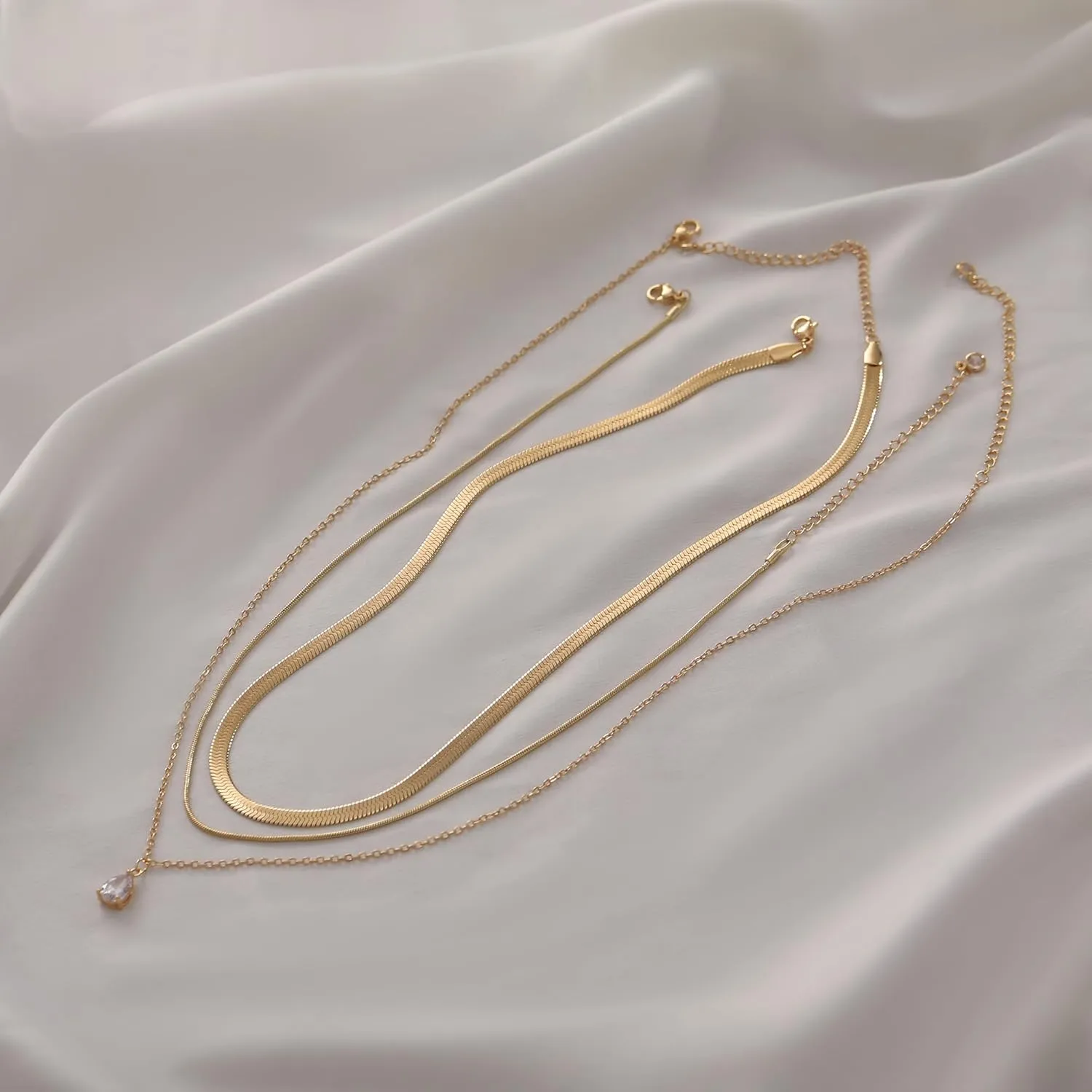 TOBENY Layered Necklaces for Women Dainty 14k Gold Plated Cross Moon Choker Necklaces Simple Gold Layered Chain Pendant Necklaces Jewelry Gift for Women