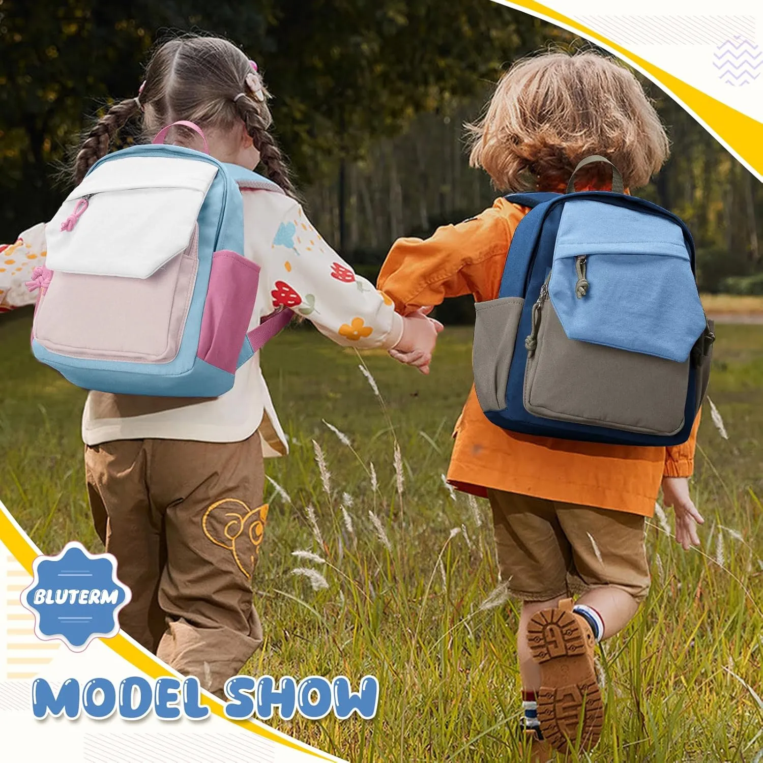 Toddler Backpack for Boys Girls 2-4, Small Kids Backpack for School, Preschool Kindergarten Backpack, Toddler Mini Bookbag Travel Daypack for Kids Blue Khaki